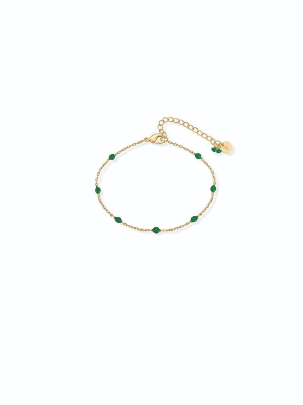 PAVOI 14K Gold Plated Enamel GreenBeaded Bracelet  Colorful Dainty Bead stacking